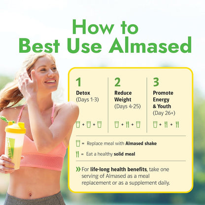 Almased Meal Replacement Shake - Low-Glycemic High Plant Base Protein Powder- Nutritional Weight Health Support Supplement - Original Flavor - 17.6 oz