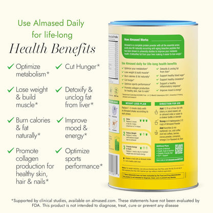 Almased Meal Replacement Shake - Low-Glycemic High Plant Base Protein Powder- Nutritional Weight Health Support Supplement - Original Flavor - 17.6 oz